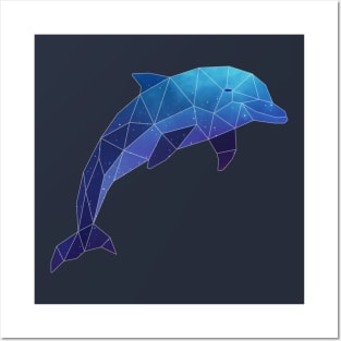 Galaxy Dolphin Geometric Animal Posters and Art